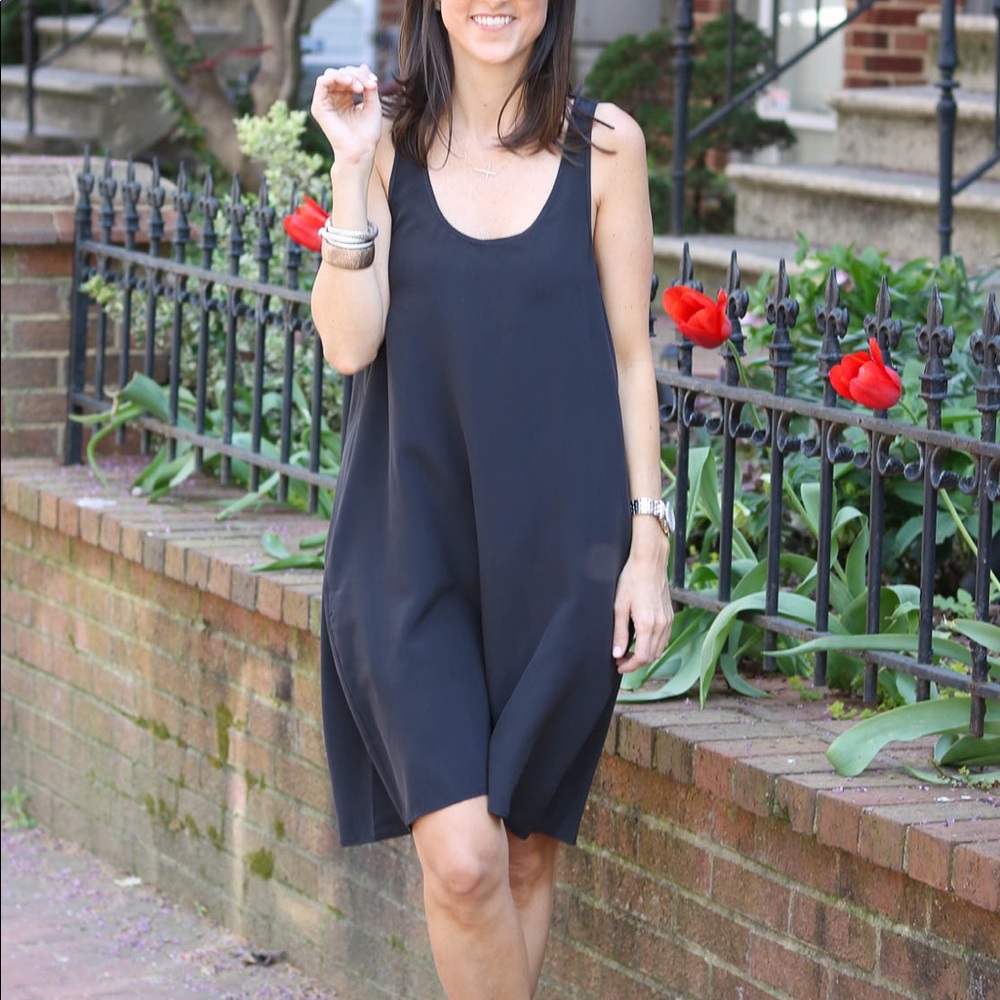 Black Everlane Silk Slip Dress (with pockets!)
